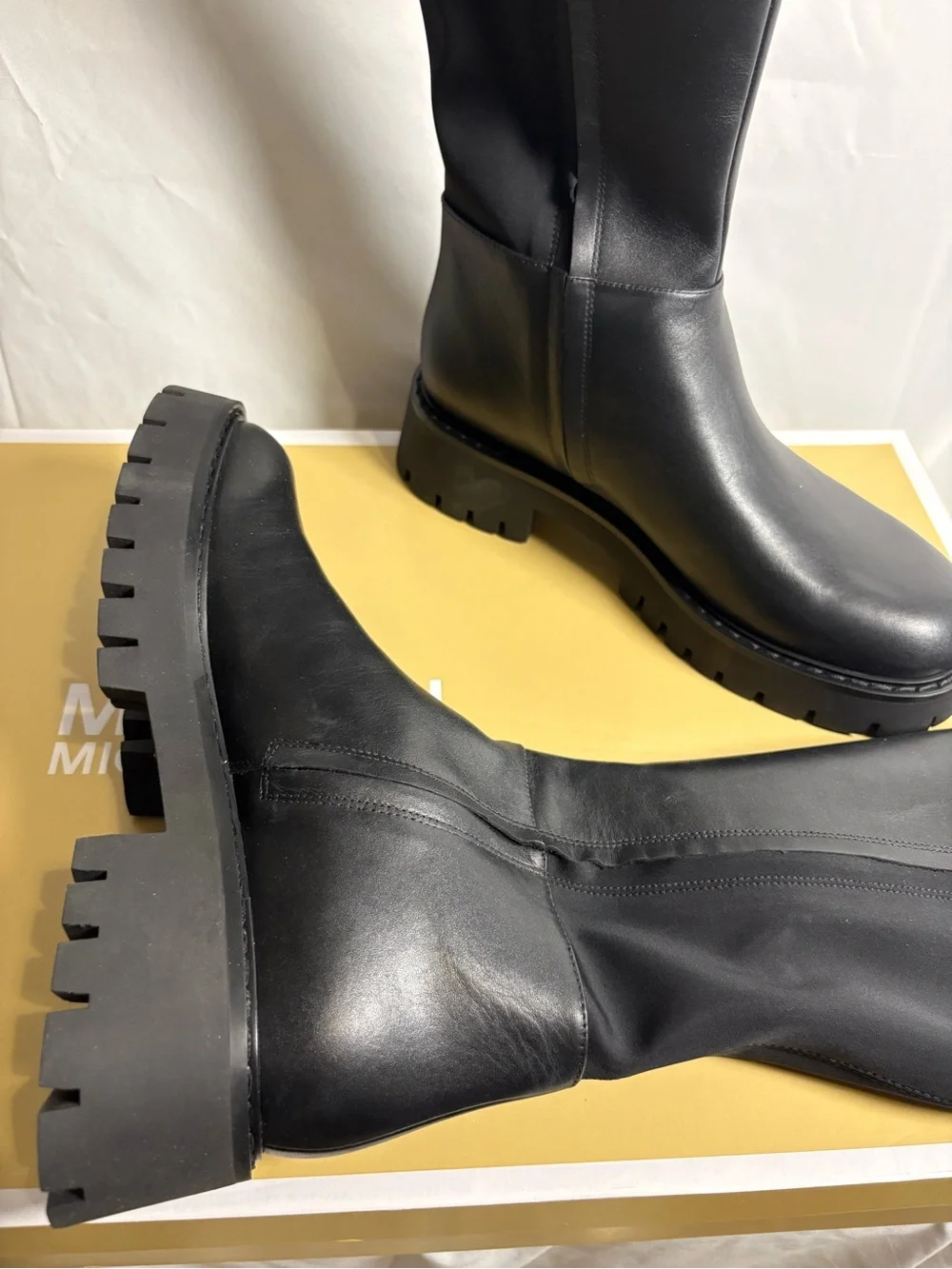 MICHAEL Michael Kors Black Over-the-Knee Lug-Sole Boots size 10 Asher boot